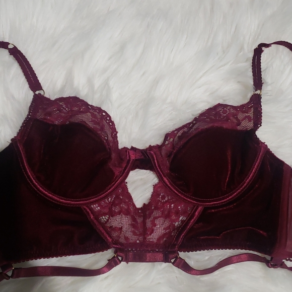 SEVEN 'TIL MIDNIGHT velvet & lace LONGLINE BUSTIER - Picture 1 of 6